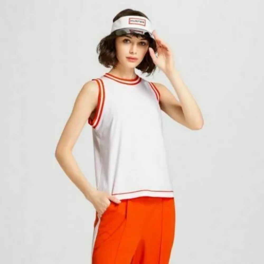 Hunter For Target Women's Contrast Trim White Orange Tank Top Shirt M